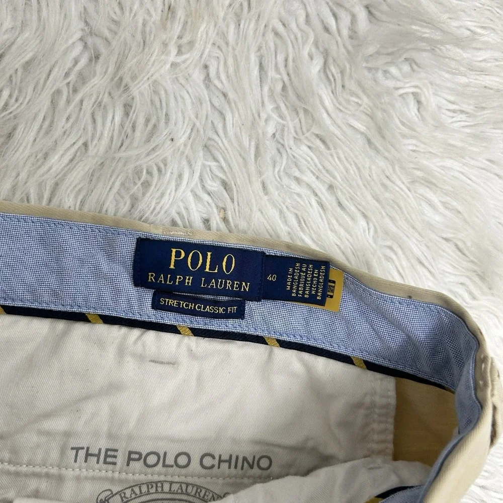 Polo Ralph Lauren Men's Beige Classic Chino Shorts Nautical AOP Embroidery Sz 40